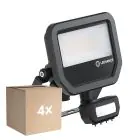 Mehrfachpackung 4x Ledvance LED-Scheinwerfer Aluminium Schwarz 17W 2200lm 100D - 830 Warmweiß | IP65 - Bewegungs- und Lichtsensor - Symmetrisch